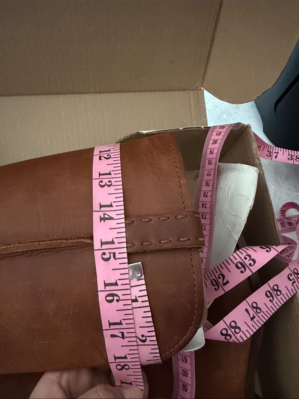 Tall Leather Riding Boots in Cognac Brown - Picture 12 of 13